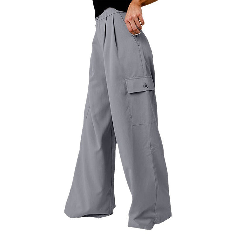 Fashion Loose Solid Color High Waist All-matching Casual Pants For Women