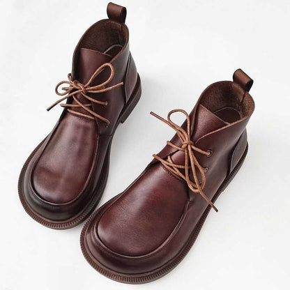 Big Toe Ankle Boots Pure Leather High-top Women's Shoes