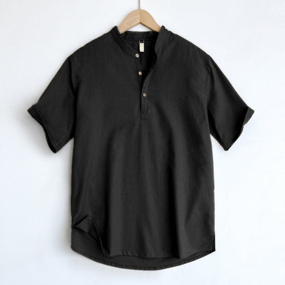 High-end Cotton And Linen Short Sleeve Men's Summer Thin