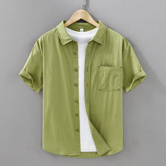 Summer Men's Casual Short-sleeved Cotton Shirt