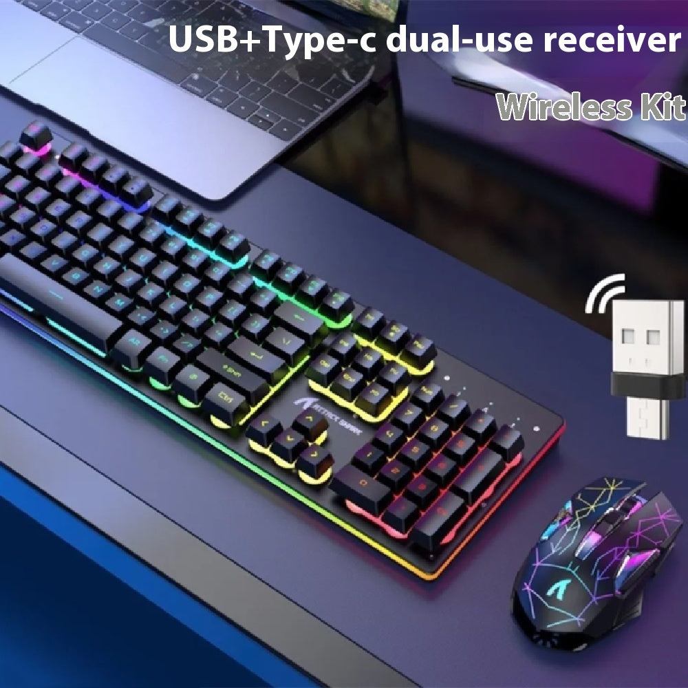 Fashionable Lighting Wireless Keyboard And Mouse Set