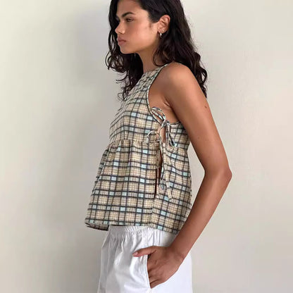Strap Plaid Top Sexy Plaid Small Sling Strap