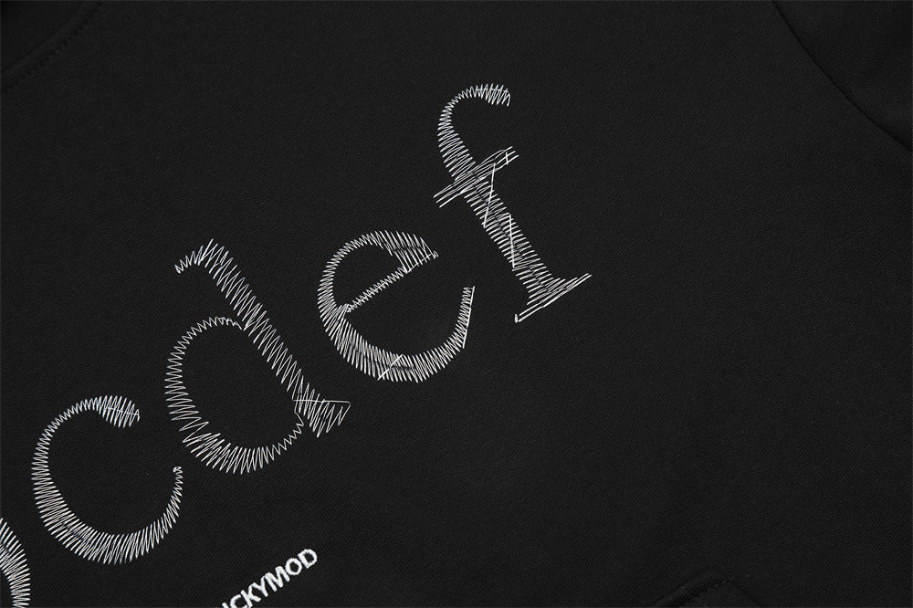 English Embroidered Letters Loose Hooded Men