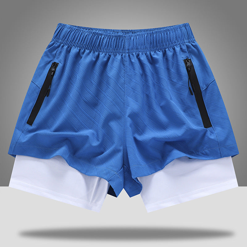 Men's Loose Quick Drying Lined Anti Glare Double-layer Shorts