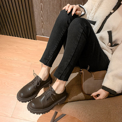 Platform Heel Platform Leather Shoes Women