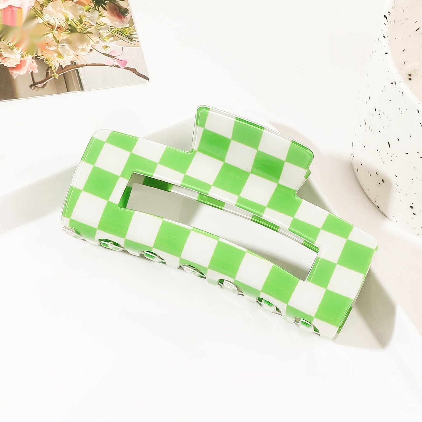 Checkerboard Square Acrylic Hairpin