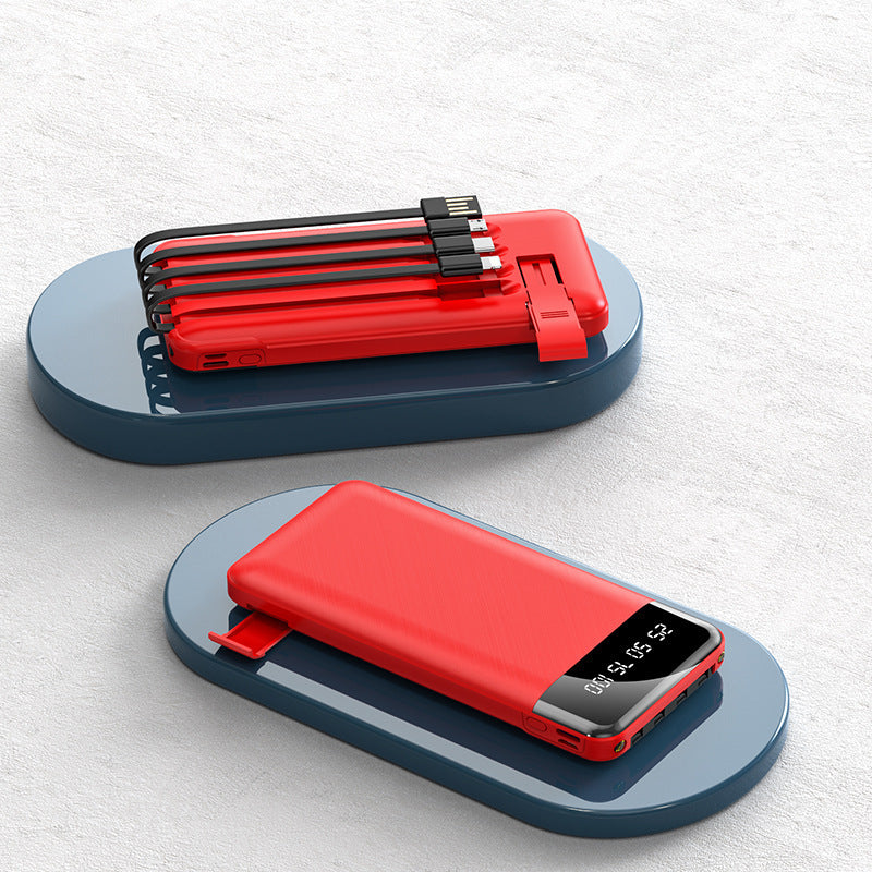 Ultra-thin Portable With Cable Power Bank Large Capacity Mobile Power Supply
