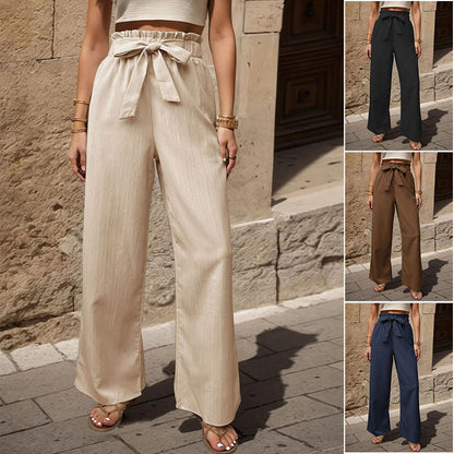 Tied Lotus Leaf Elastic Trousers