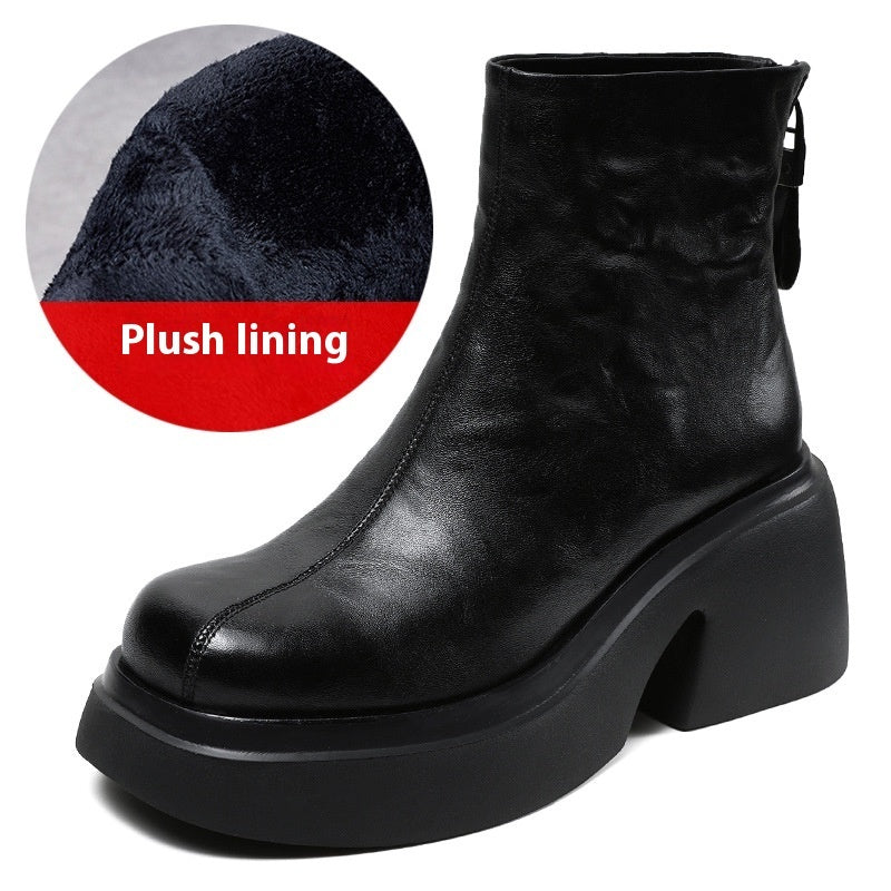 Autumn And Winter New Thick Bottom Chunky Heel Women's Ankle Boots