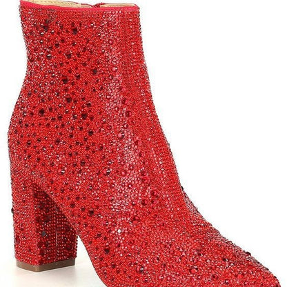 Rhinestone Pointed Toe Fashion Ankle Boots