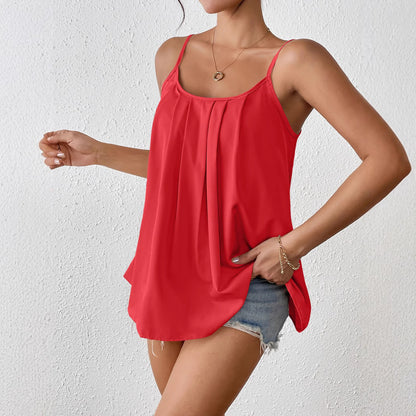Pleated Camisole All-match Loose Sleeveless Vest Top