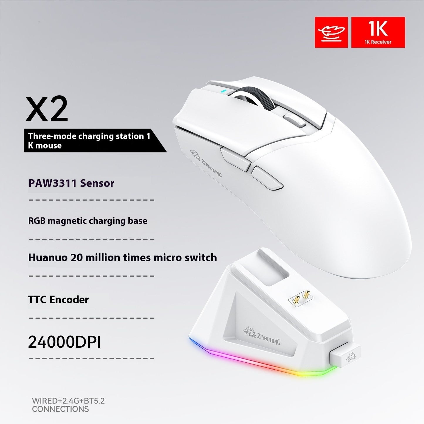 Lightweight PAW3311 Wireless Bluetooth Three-model Game Mouse