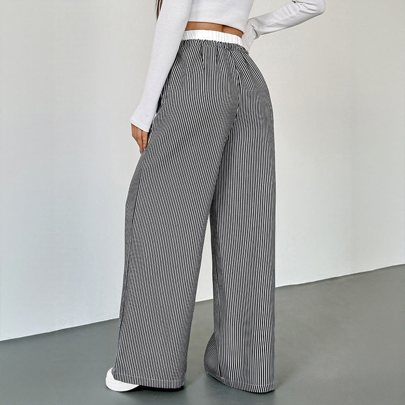 Women's Stitching Striped Casual Trousers