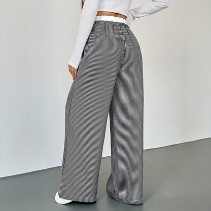 Women's Stitching Striped Casual Trousers